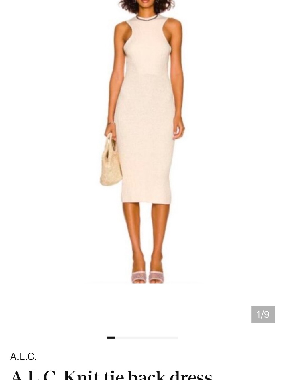 A.L.C. Ribbed Sleeveless Midi Dress in Light Cream